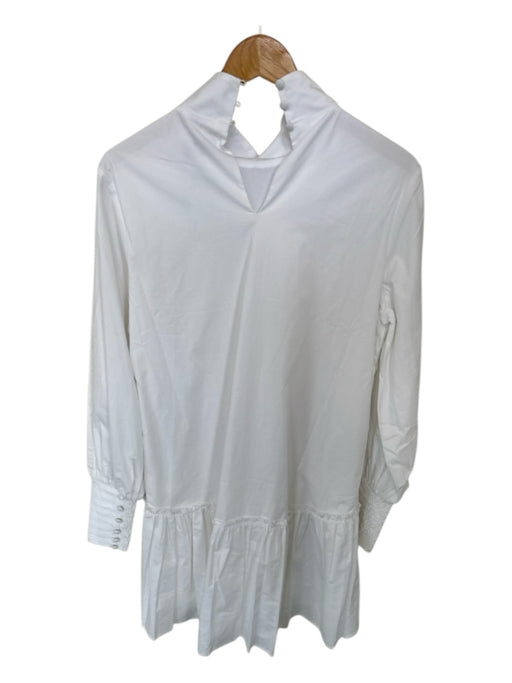 KLEID Size S White Cotton Long Sleeve Drop Waist Dress White / S