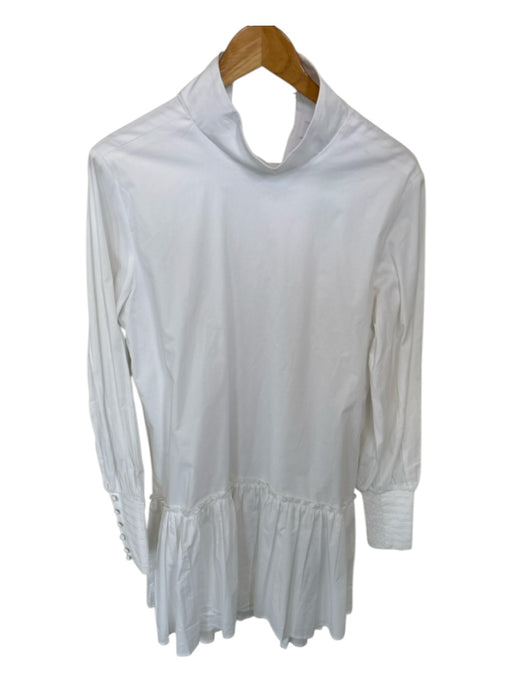 KLEID Size S White Cotton Long Sleeve Drop Waist Dress White / S