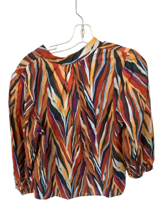 Willa Story Size L Orange & Purple Cotton Long Balloon Sleeve Animal Print Top Orange & Purple / L