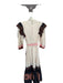 Veroalfie Size 2/M Cream & Brown Cotton Long Balloon Sleeve Lace Trim Sash Dress Cream & Brown / 2/M