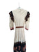 Veroalfie Size 3/L Cream & Brown Cotton Long Balloon Sleeve Lace Trim Sash Dress Cream & Brown / 3/L
