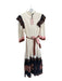 Veroalfie Size 3/L Cream & Brown Cotton Long Balloon Sleeve Lace Trim Sash Dress Cream & Brown / 3/L