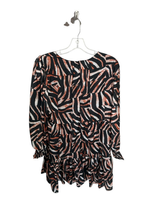Willa Story Size L Black & Tan Polyester Long Sleeve Tiger Stripe Back Zip Dress Black & Tan / L