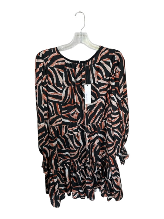 Willa Story Size L Black & Tan Polyester Long Sleeve Tiger Stripe Back Zip Dress Black & Tan / L