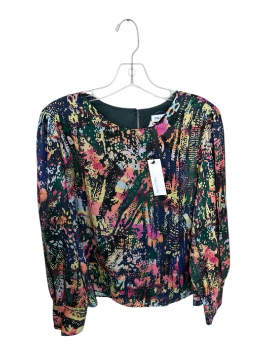 Willa Story Size L Green & Multi Polyester Long Balloon Sleeve Abstract Top Green & Multi / L