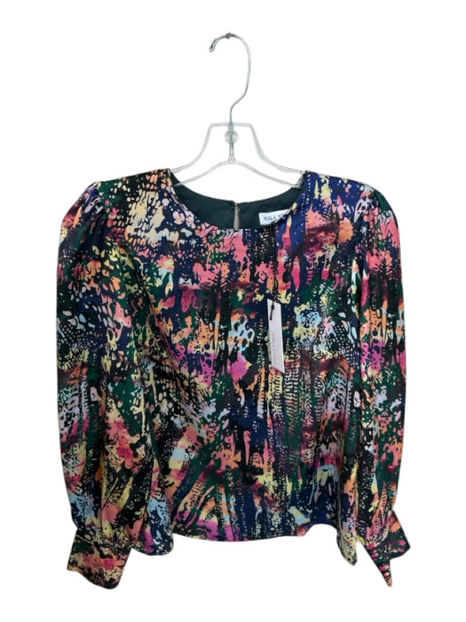 Willa Story Size S Green & Multi Polyester Long Balloon Sleeve Abstract Top Green & Multi / S