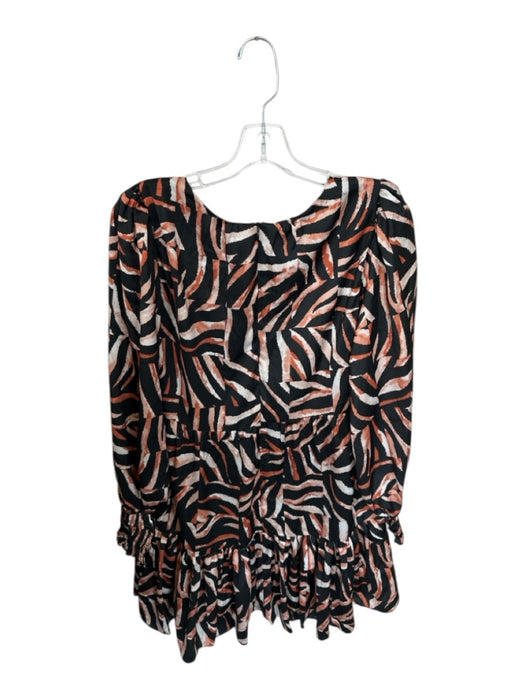 Willa Story Size M Black & Tan Polyester Long Sleeve Tiger Stripe Back Zip Dress Black & Tan / M