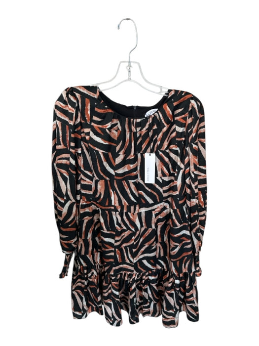 Willa Story Size M Black & Tan Polyester Long Sleeve Tiger Stripe Back Zip Dress Black & Tan / M