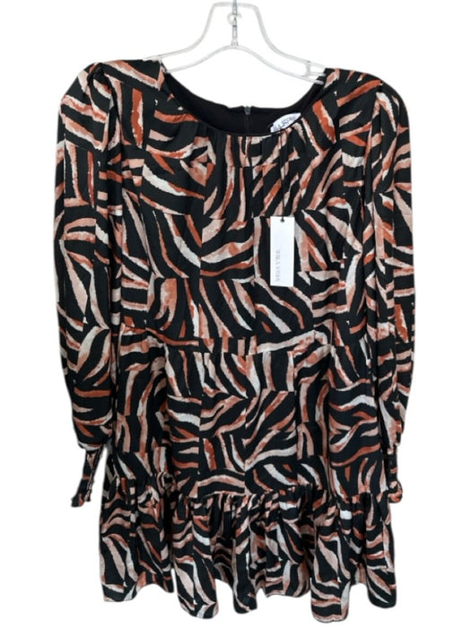 Willa Story Size M Black & Tan Polyester Long Sleeve Tiger Stripe Back Zip Dress Black & Tan / M