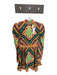 Celia B Size S Orange & Teal Print Viscose Blend Long Sleeve Puff Shoulder Dress Orange & Teal Print / S