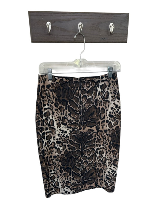 Trina Turk Size 2 Tan & Brown Cotton Blend High Waist Animal Print Pencil Skirt Tan & Brown / 2