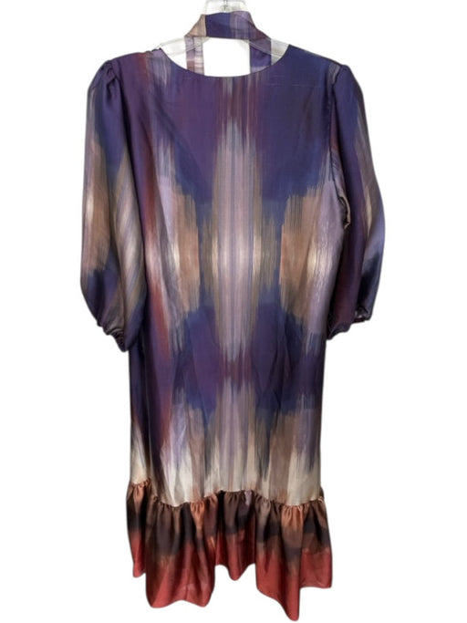 Willa Story Size S Purple & Rust Print Polyester Long Balloon Sleeve Ombre Dress Purple & Rust Print / S