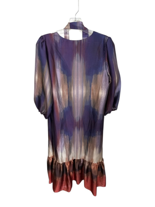 Willa Story Size S Purple & Rust Print Polyester Long Balloon Sleeve Ombre Dress Purple & Rust Print / S