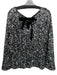 Olivia by Livro Size M Silver & Black Sequin Long Balloon Sleeve Back Tie Top Silver & Black / M
