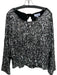 Olivia by Livro Size S Silver & Black Sequin Long Balloon Sleeve Back Tie Top Silver & Black / S