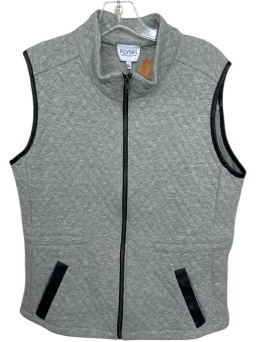 Flynn The Collection Size L Gray & Black Polyester Quilted Full Zip Vest Gray & Black / L