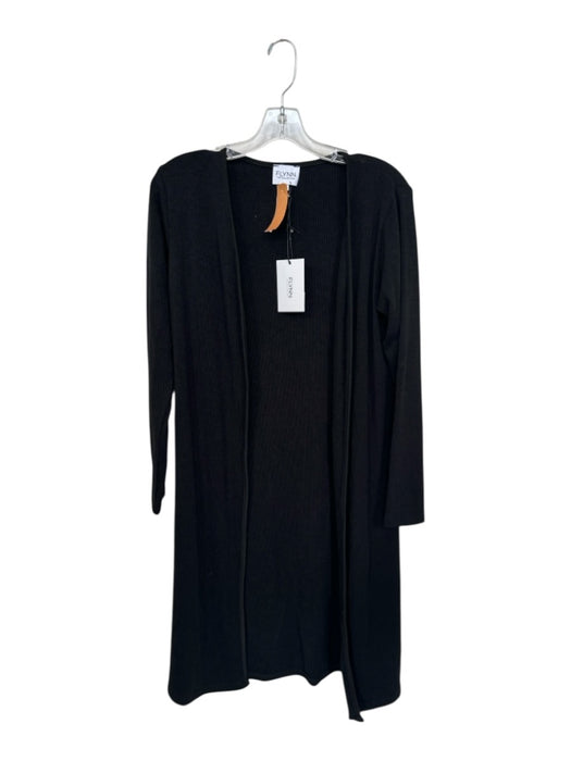 Flynn The Collection Size XS Black Rayon Blend Long Sleeve Ribbed Long Sweater Black / XS