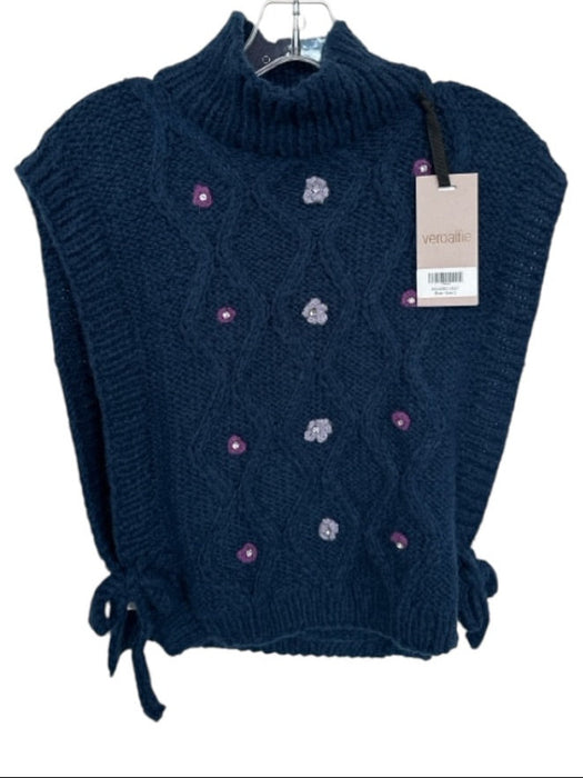 Veroalfie Size 2/M Navy & Purple Mohair Blend Sleeveless Cable Knit Sweater Navy & Purple / 2/M