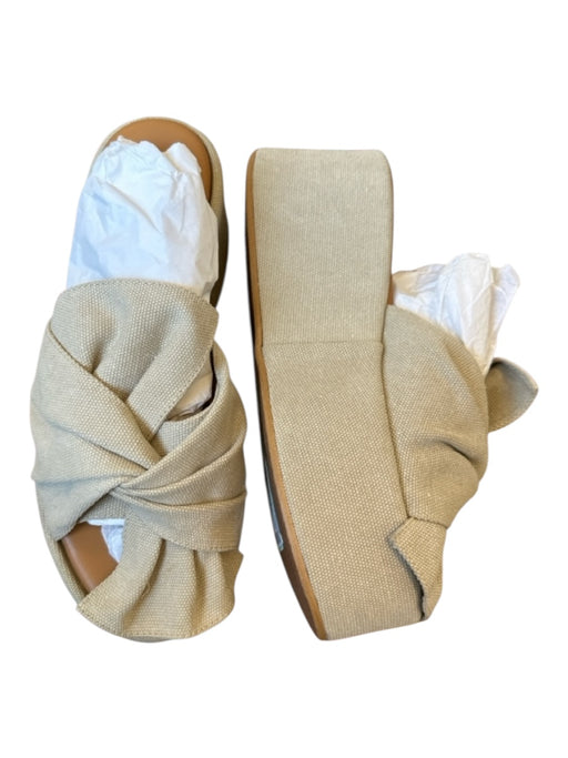 Camilla Benedetti Shoe Size 36 Taupe Canvas Platform Bow Mules Taupe / 36