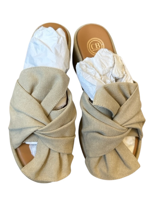 Camilla Benedetti Shoe Size 36 Taupe Canvas Platform Bow Mules Taupe / 36