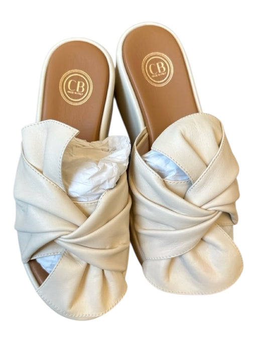 Camilla Benedetti Shoe Size 36 Cream Leather Platform Bow Mules Cream / 36