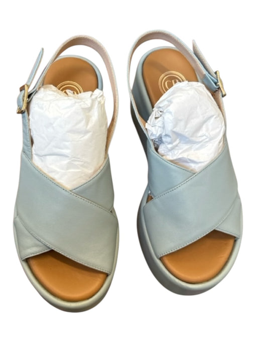 Camilla Benedetti Shoe Size 36 Slate Blue Leather Platform Ankle Strap Sandals Slate Blue / 36