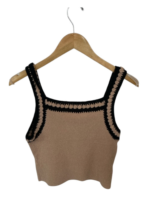 Trina Turk Size XS Tan & black Cotton Blend Sleeveless Knit Top Tan & black / XS