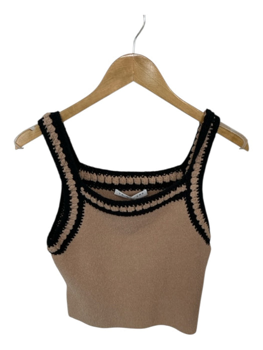 Trina Turk Size XS Tan & black Cotton Blend Sleeveless Knit Top Tan & black / XS