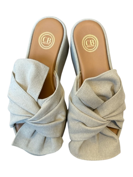 Camilla Benedetti Shoe Size 36 Taupe Canvas Platform Bow Wedge Mules Taupe / 36
