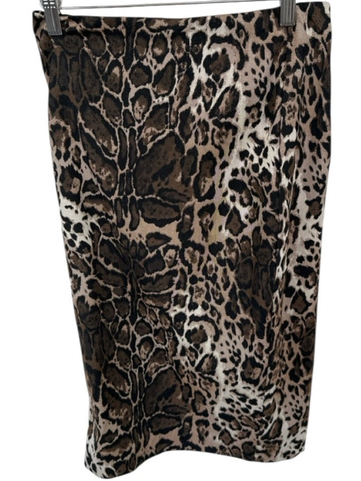 Trina Turk Size 2 Black & Brown Cotton Blend Back Zip Animal Print Pencil Skirt Black & Brown / 2