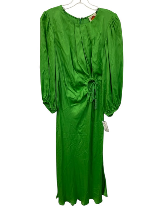 Farm Rio Size S Green Viscose Long Balloon Sleeve Cutout Drawstring Detail Dress Green / S