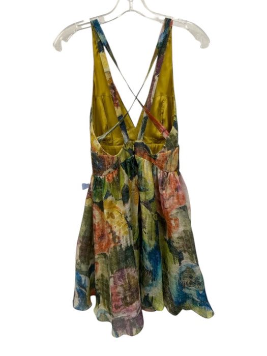 Nicole Miller Size 4 Multi Silk Blend Abstract Print Shimmer Dress Multi / 4
