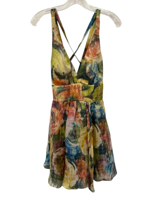 Nicole Miller Size 4 Multi Silk Blend Abstract Print Shimmer Dress Multi / 4
