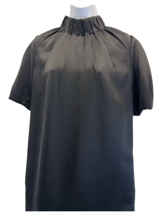 Celine Size Est S Black Silk & Wool Short Bubble Sleeve Elastic Neck Dress Black / Est S
