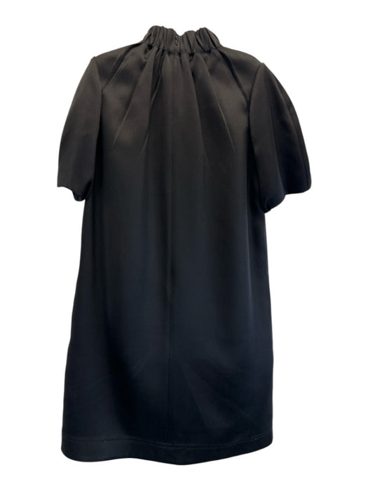 Celine Size Est S Black Silk & Wool Short Bubble Sleeve Elastic Neck Dress Black / Est S