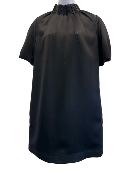 Celine Size Est S Black Silk & Wool Short Bubble Sleeve Elastic Neck Dress Black / Est S