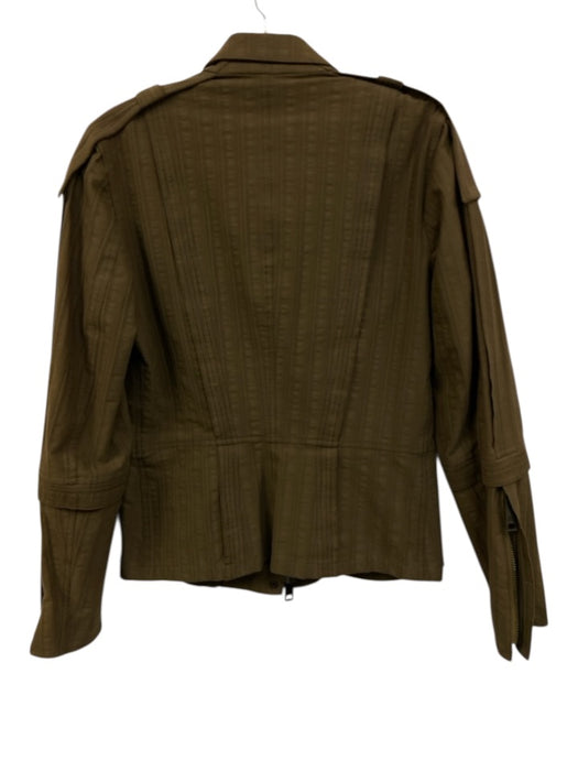 Burberry Size 6 Olive Brown Cotton Blend Zip Up Snap Button Front Utility Jacket Olive Brown / 6