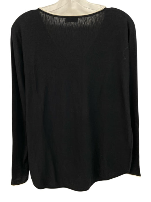 Vince Size S Black & White Missing Fabric Tag Knit Contrast Trim V Neck Sweater Black & White / S