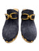 Veronica Beard Shoe Size 8 Midnight blue Leather Upper Suede Wood Sole Mules Midnight blue / 8