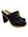 Veronica Beard Shoe Size 8 Midnight blue Leather Upper Suede Wood Sole Mules Midnight blue / 8
