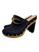 Veronica Beard Shoe Size 8 Midnight blue Leather Upper Suede Wood Sole Mules Midnight blue / 8