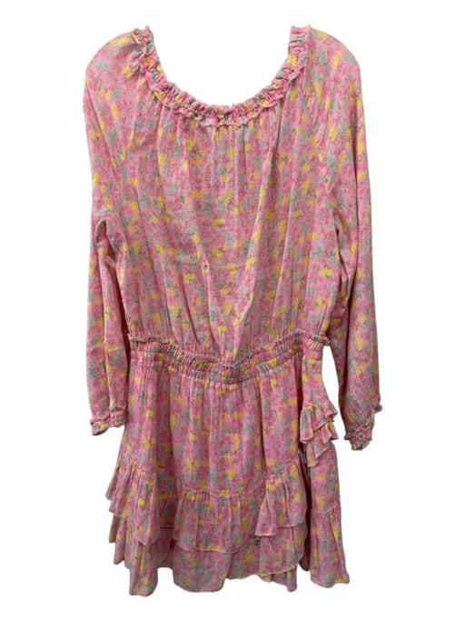 Love Shack Fancy Size Large Pink, Green & Yellow Cotton & Acetate Floral Dress Pink, Green & Yellow / Large