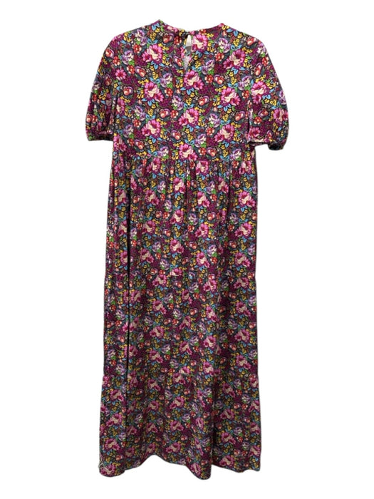 Casey Marks Size Small Burgundy, Pink & Multi Cotton Short Sleeve Floral Dress Burgundy, Pink & Multi / Small