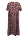 Casey Marks Size Small Burgundy, Pink & Multi Cotton Short Sleeve Floral Dress Burgundy, Pink & Multi / Small