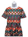 La Double J Size XS Multi Polyester Satin Geometric Short Sleeve Dress Multi / XS