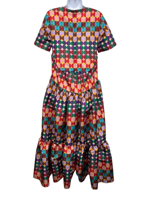 La Double J Size XS Multi Polyester Satin Geometric Short Sleeve Dress Multi / XS