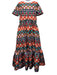 La Double J Size XS Multi Polyester Satin Geometric Short Sleeve Dress Multi / XS