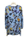 Tibi Size 2 Periwinkle Blue, Black & Multi Silk Long Sleeve Floral Darted Dress Periwinkle Blue, Black & Multi / 2