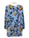 Tibi Size 2 Periwinkle Blue, Black & Multi Silk Long Sleeve Floral Darted Dress Periwinkle Blue, Black & Multi / 2