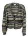 L'agence Size S Taupe & Black Acrylic Open Knit Button Down Stripe Cardigan Taupe & Black / S